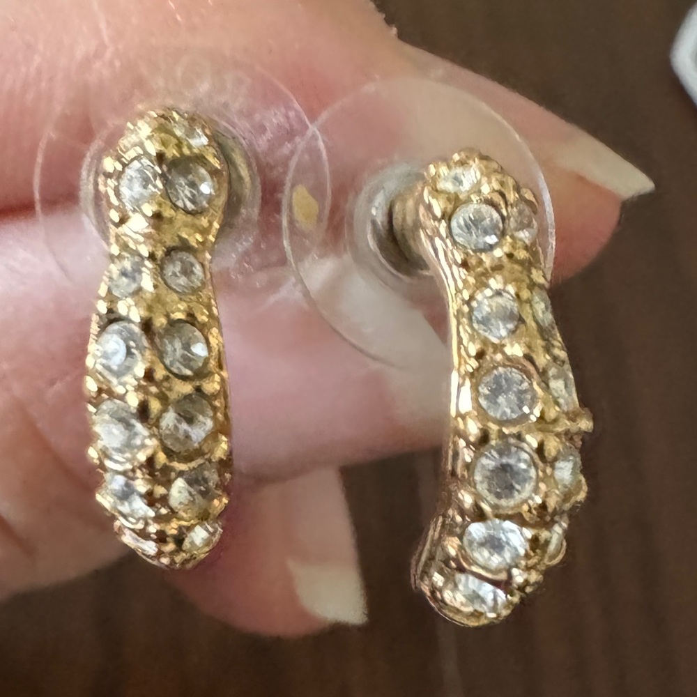 Gold and Silver Crystal Studded Earrings
